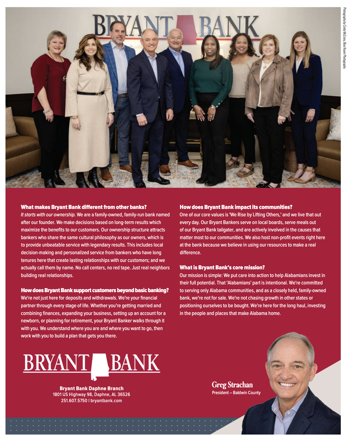 Bryant Bank Daphne branch team feature spread
