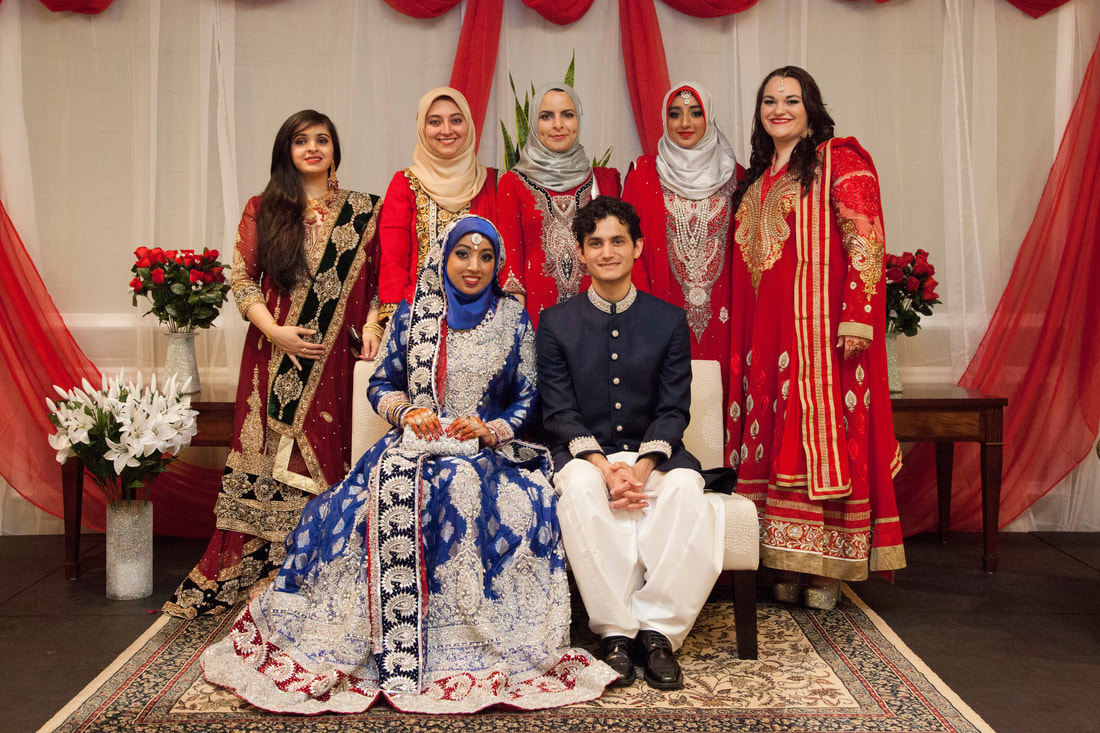 Wedding party portrait at a South Asian ceremony