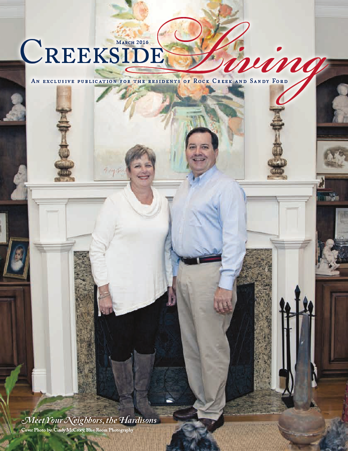 Creekside Living cover, March 2016, featuring the Hardisons
