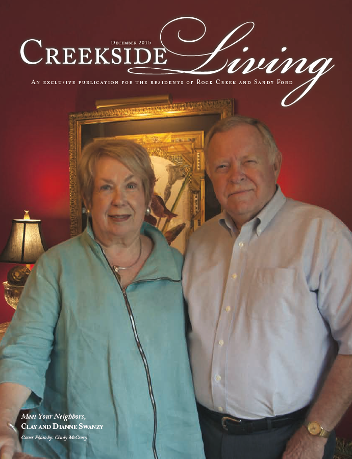 Creekside Living cover, December 2015, featuring Clay and Dianne Swanzy