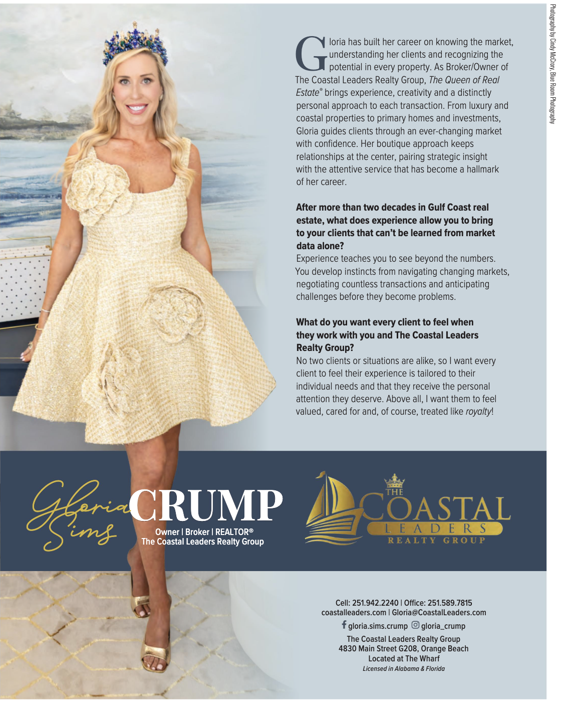 Gloria Sims Crump feature with The Coastal Leaders Realty Group
