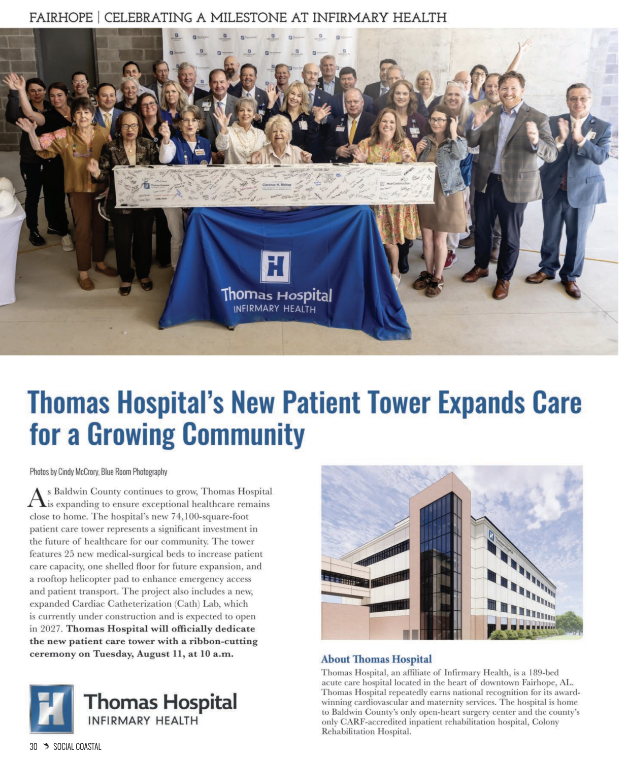 Thomas Hospital patient tower milestone feature, Fairhope