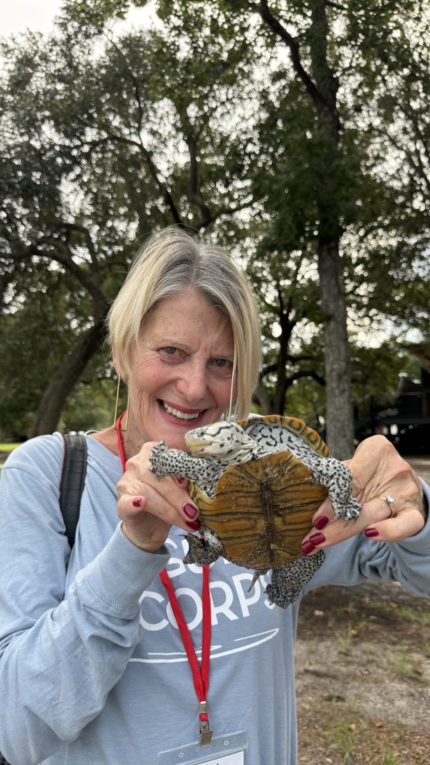 Cindy showing off a fresh catch