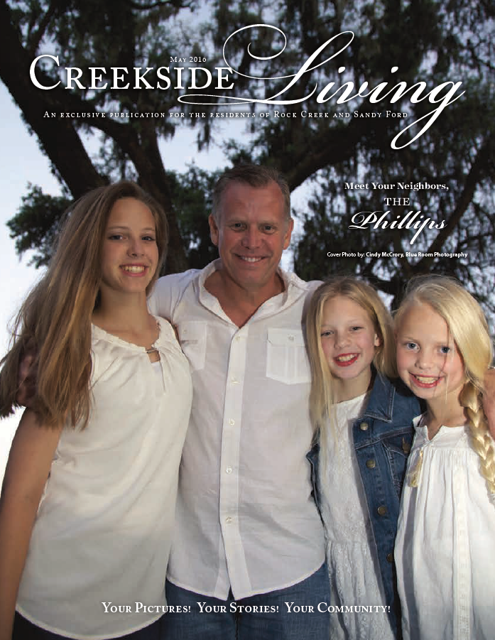 Creekside Living cover, May 2016, featuring the Phillips family